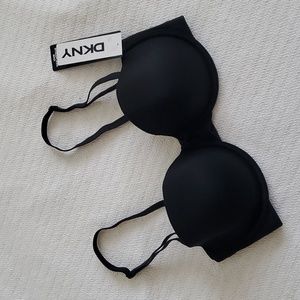 DKNY Strapless Balconette Black Bra sz 34D